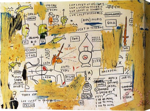 Jean-michel Basquiat Techu Anpu Stretched Canvas Painting / Canvas Art