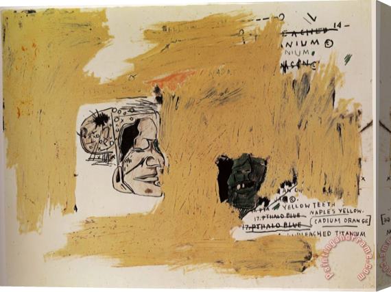 Jean-michel Basquiat Unbleached Titanium Stretched Canvas Painting / Canvas Art