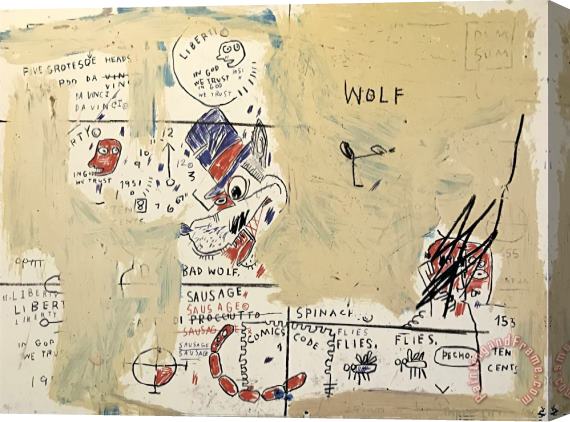 Jean-michel Basquiat Wolf Sausage, 1982 2019 Stretched Canvas Painting / Canvas Art