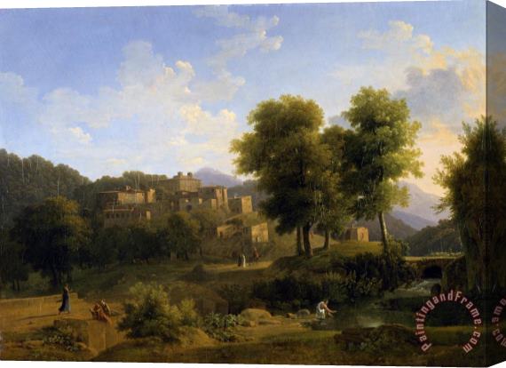 Jean Victor Bertin View of a Town in The Sabine Hills Stretched Canvas Print / Canvas Art