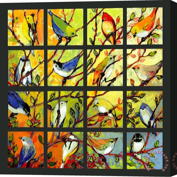 Jennifer Lommers 16 Birds Stretched Canvas Painting / Canvas Art