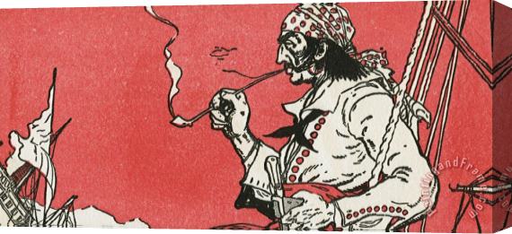 J.L. Kraemer Pirate Smoking a Pipe on a Ship Stretched Canvas Print / Canvas Art