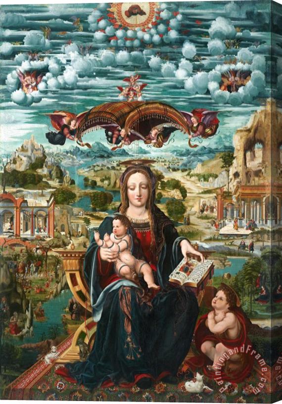 Joan de Burgunya  Virgin And Child with The Infant Saint John Stretched Canvas Print / Canvas Art