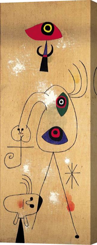 Joan Miro Femme Et Oiseaux Dans La Nuit, 1946 Stretched Canvas Print / Canvas Art