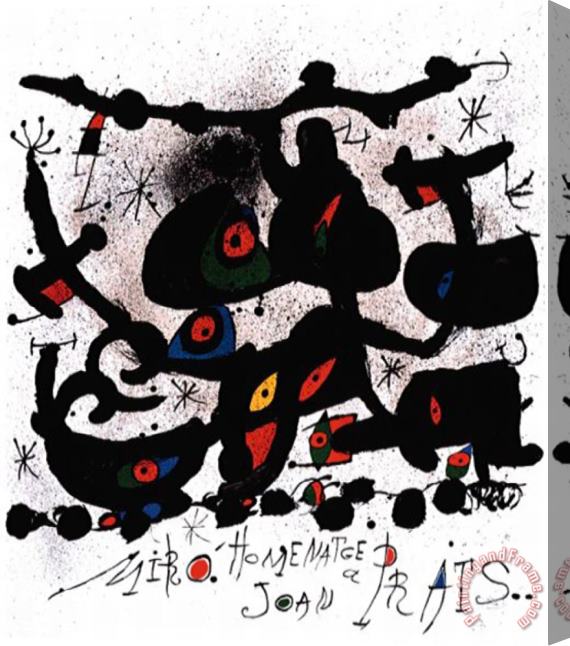 Joan Miro Hommage a J Prats Stretched Canvas Print / Canvas Art