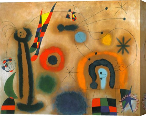 Joan Miro Libelle Mit Roten Flugeln Eine Schlange Jagend Stretched Canvas Print / Canvas Art