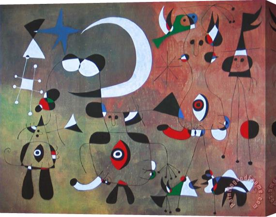 Joan Miro People in The Night 1949 Stretched Canvas Print / Canvas Art
