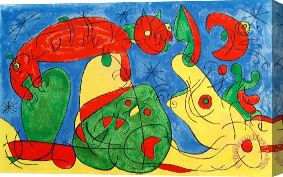 Joan Miro The Night, The Bear Iii, From Series for King Ubu, 1966 Stretched Canvas Painting / Canvas Art