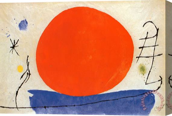 Joan Miro The Red Sun Stretched Canvas Painting / Canvas Art