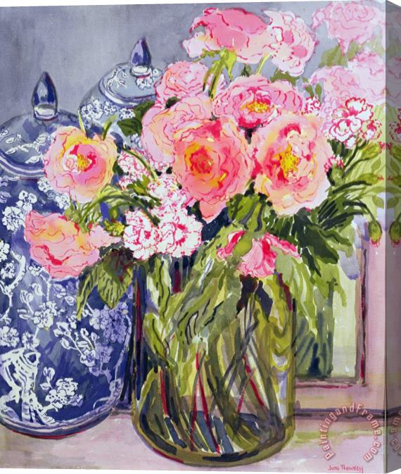 Joan Thewsey Still Life With Two Blue Ginger Jars Stretched Canvas Print / Canvas Art