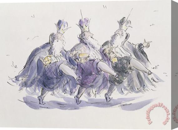 Joanna Logan Three Kings Dancing A Jig Stretched Canvas Print / Canvas Art