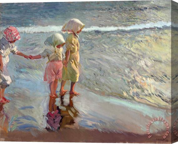 Joaquin Sorolla y Bastida Las Tres Hermanas En La Playa Stretched Canvas Print / Canvas Art