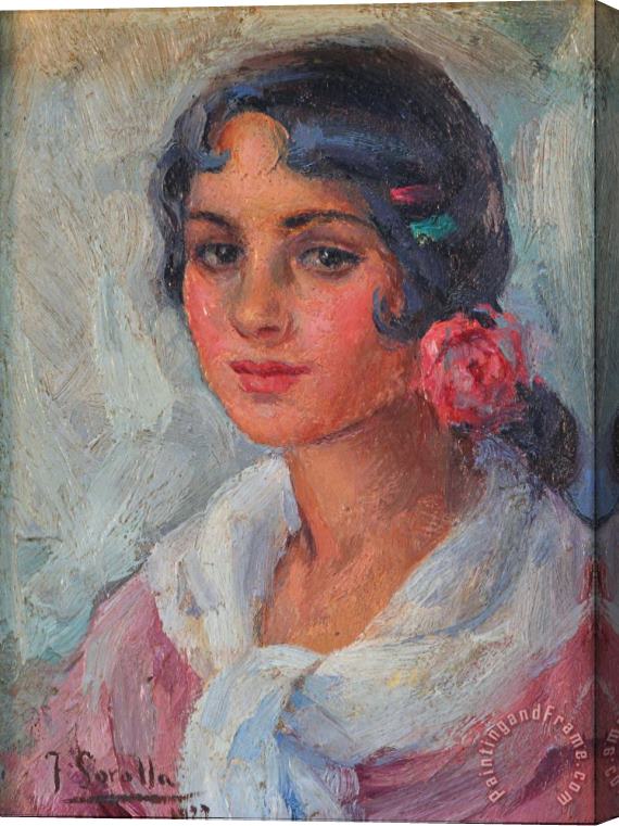 Joaquin Sorolla y Bastida Portrait of a Woman Stretched Canvas Painting / Canvas Art