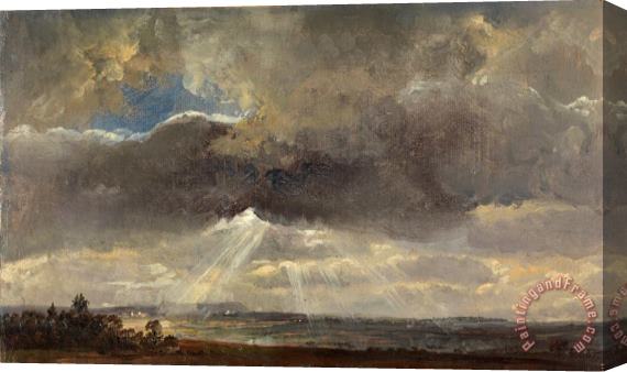 Johan Christian Dahl Clouds And Sunbeams Over The Windberg Near Dresden Stretched Canvas Print / Canvas Art
