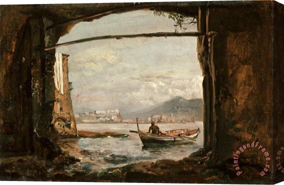 Johan Christian Dahl View From a Grotto Near Posillipo Stretched Canvas Print / Canvas Art