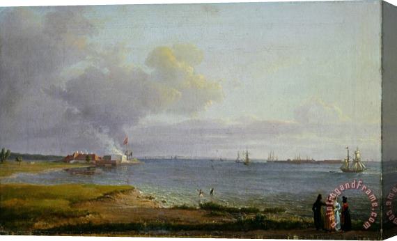 Johan Christian Dahl View Over Oresund Near The Lime Works Stretched Canvas Print / Canvas Art