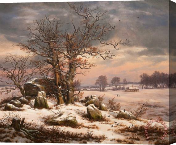 Johan Christian Dahl Winter Landscape Near Vordingborg, Denmark Stretched Canvas Painting / Canvas Art