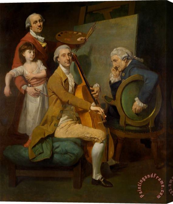 Johan Joseph Zoffany Self Portrait with His Daughter Maria Theresa, James Cervetto, And Giacobbe Cervetto Stretched Canvas Painting / Canvas Art