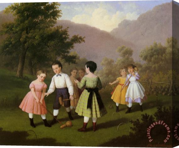 Johan Mengels Culverhouse Children Playing Croquet Stretched Canvas Painting / Canvas Art