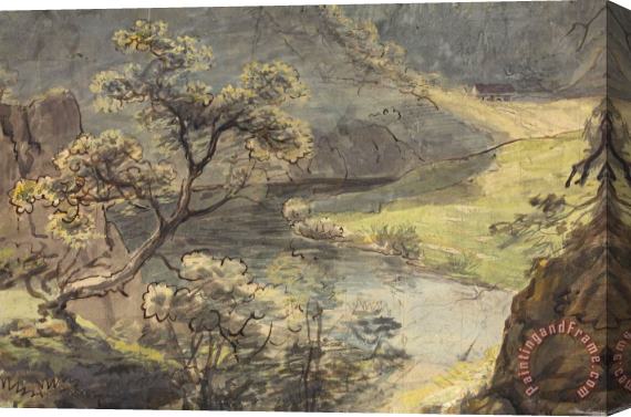 Johann Georg von Dillis  River Landscape Stretched Canvas Print / Canvas Art