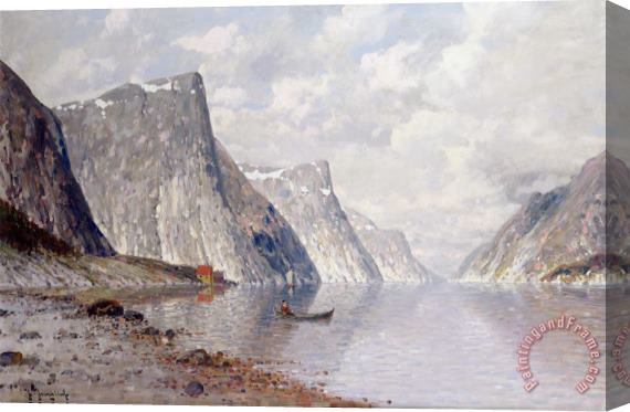 Johann II Jungblut Boating on a Norwegian Fjord Stretched Canvas Painting / Canvas Art