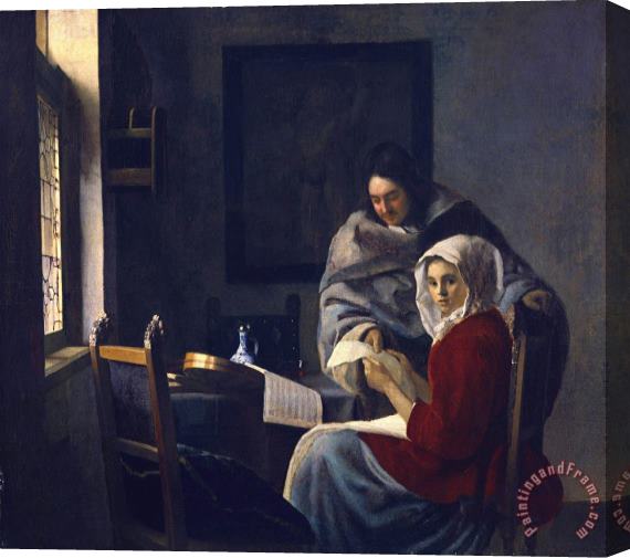 Johannes Vermeer Girl Interrupted in Her Music Stretched Canvas Print / Canvas Art