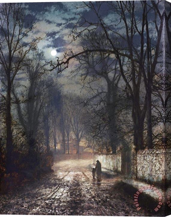 John Atkinson Grimshaw A Moonlit Lane Stretched Canvas Painting / Canvas Art