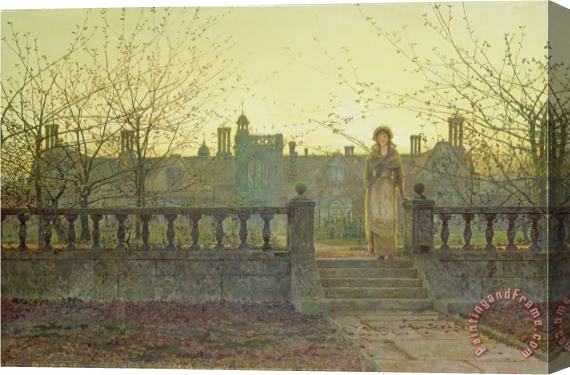 John Atkinson Grimshaw Lady Bountifulle Leaving a Retirement Home in The Evening Autumn Sun 1884 Stretched Canvas Painting / Canvas Art