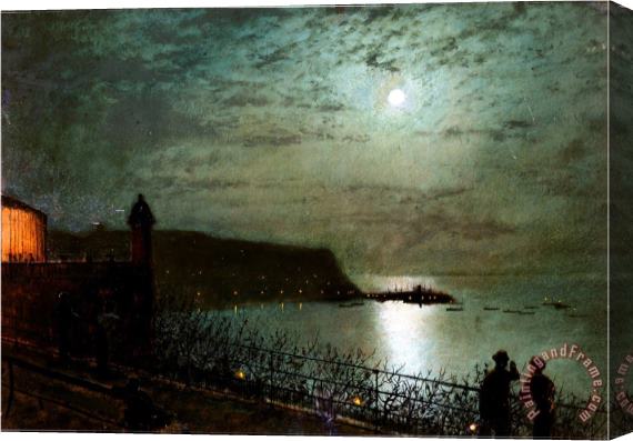 John Atkinson Grimshaw Scarborough by Moonlight From The Steps of The Grand Hotel Stretched Canvas Painting / Canvas Art