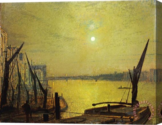 John Atkinson Grimshaw Southwark Bridge From Blackfriars by Night Stretched Canvas Painting / Canvas Art