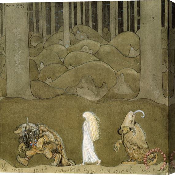 John Bauer The Princess And The Trolls Stretched Canvas Painting / Canvas Art