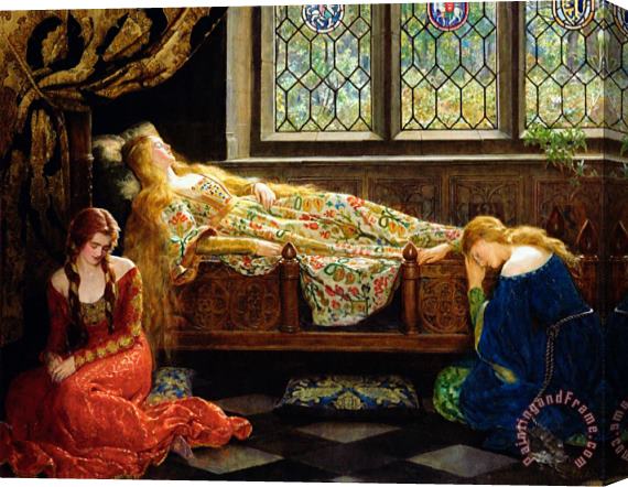 John Collier The Sleeping Beauty Stretched Canvas Painting / Canvas Art