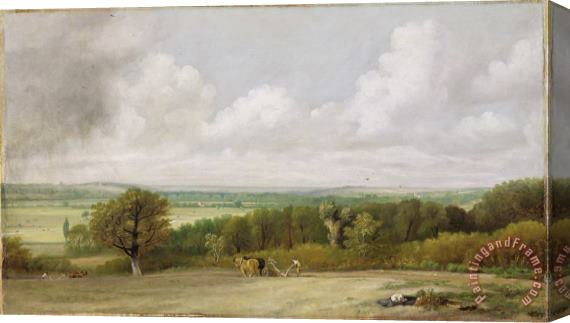 John Constable Landscape - Ploughing Scene in Suffolk Stretched Canvas Painting / Canvas Art
