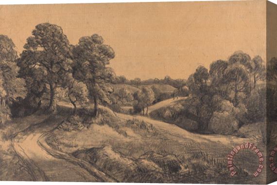 John Constable Wooded Slope with a Receding Road Stretched Canvas Painting / Canvas Art