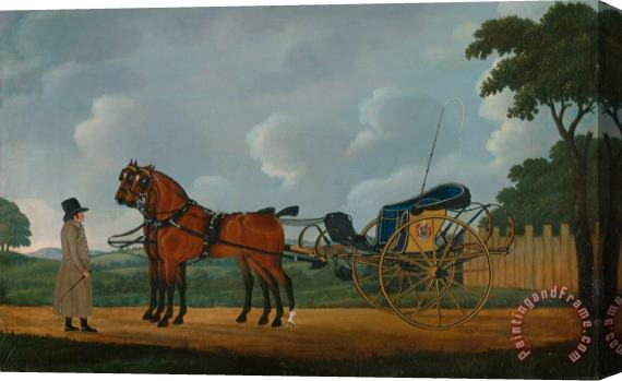 John Cordrey A Gentleman with His Pair of Bays Harnessed to a Curricle Stretched Canvas Painting / Canvas Art