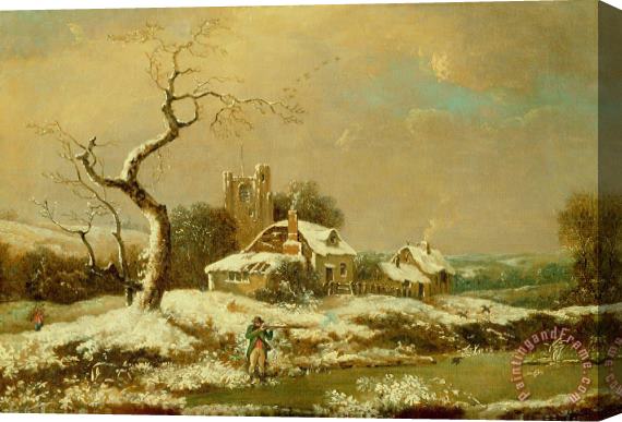 John Cranch Snowy landscape Stretched Canvas Print / Canvas Art