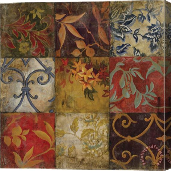 John Douglas Floral Mosaic V Stretched Canvas Painting / Canvas Art