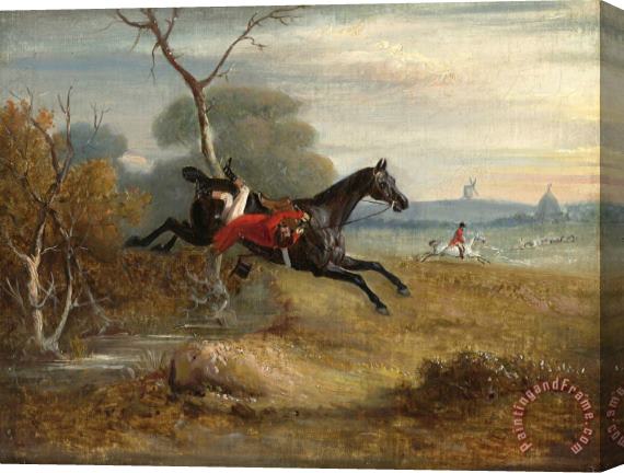 John Ferneley Count Sandor's Hunting Exploits in Leicestershire: No. 5: The Count on Brigliadora Is Displaced From His Saddle, But; Is Carried Hanging at His Bridle Stretched Canvas Painting / Canvas Art