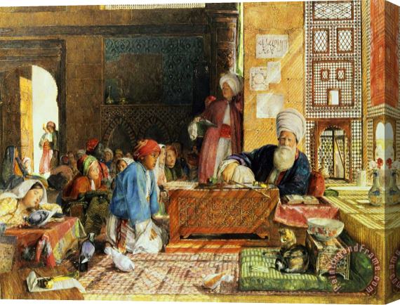 John Frederick Lewis Interior of a School - Cairo Stretched Canvas Print / Canvas Art