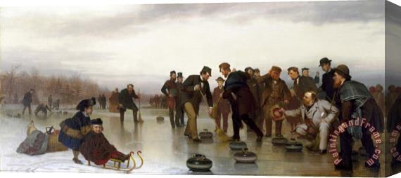 John George Brown Curling; a Scottish Game, at Central Park Stretched Canvas Print / Canvas Art