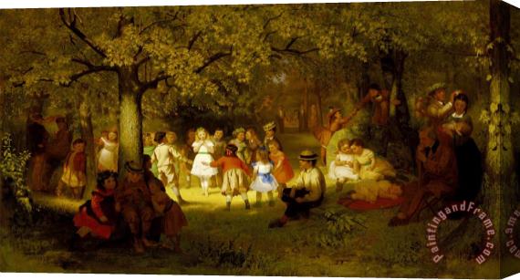 John George Brown Picnic Party in The Woods Stretched Canvas Print / Canvas Art