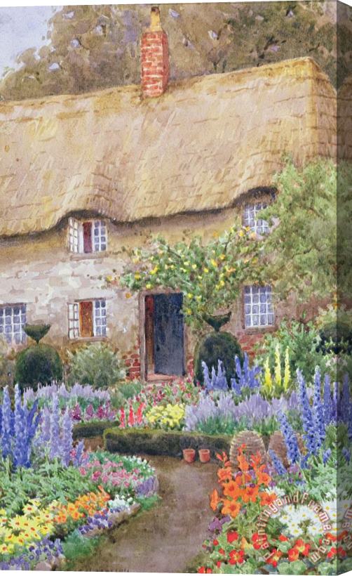 John Henry Garlick A Cottage Garden in Full Bloom Stretched Canvas Print / Canvas Art