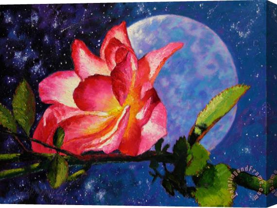 John Lautermilch Moonlight and Roses Stretched Canvas Painting / Canvas Art