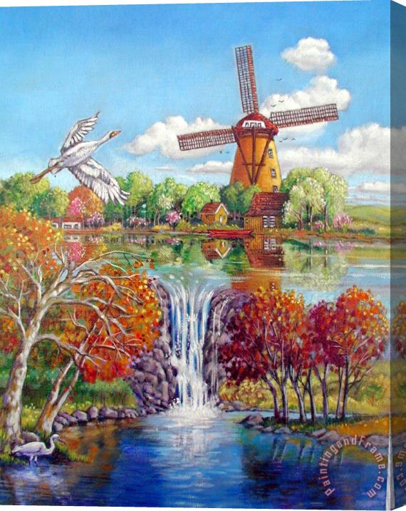 John Lautermilch Old Dutch Windmill Stretched Canvas Painting / Canvas Art