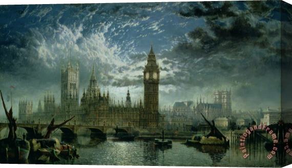 John MacVicar Anderson A View of Westminster Abbey and the Houses of Parliament Stretched Canvas Print / Canvas Art