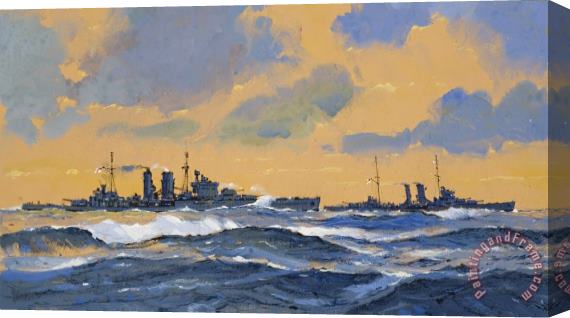 John S Smith The British cruisers HMS Exeter and HMS York Stretched Canvas Print / Canvas Art