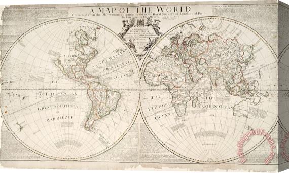 John Senex A Map of the World Stretched Canvas Print / Canvas Art