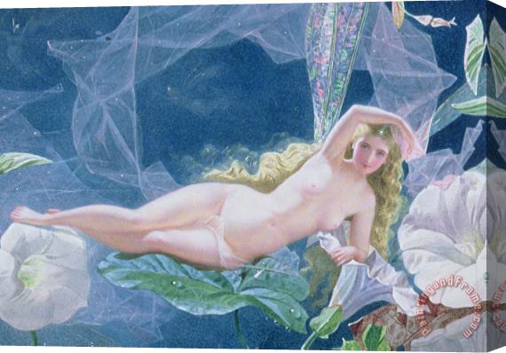 John Simmons Titania Lying On A Leaf Stretched Canvas Painting / Canvas Art