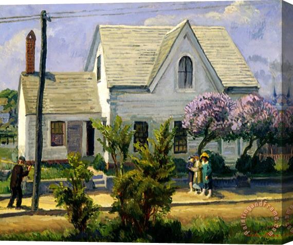 John Sloan Street Lilacs, Noon Sun Stretched Canvas Painting / Canvas Art