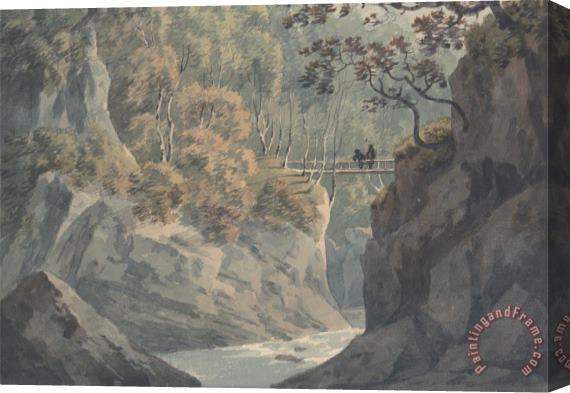 John Warwick Smith Alpine Bridge And Woodland Scenery Near Pistil Y Maw Stretched Canvas Painting / Canvas Art